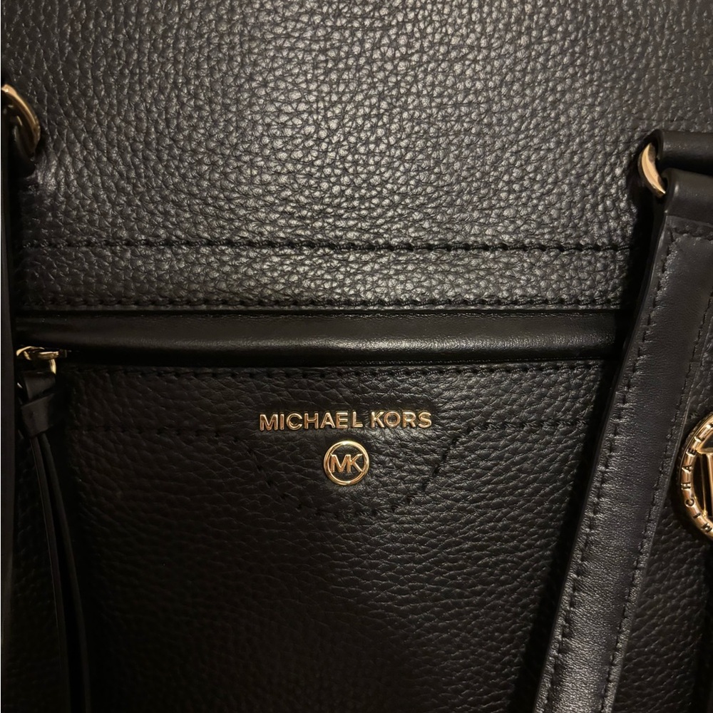 Michael Kors Black Tote Bag | Gold Accents | Spacious Everyday Purse - Picture 2 of 8